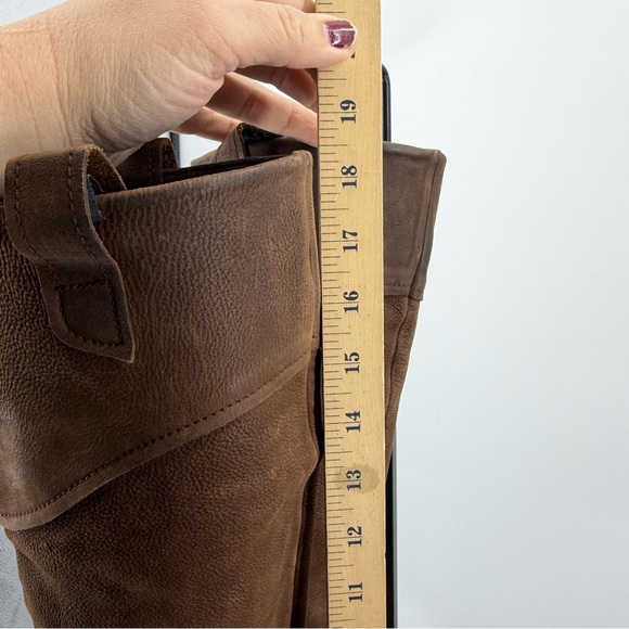 Jigsaw brown leather Tall Pull On heeled Boots sz 37 US 6 over the knee - Picture 8 of 12